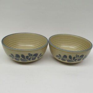 2 - Pfaltzgraff Pottery FOLK ART 5 1/2 Inch Soup or Cereal Bowls - U.S.A.